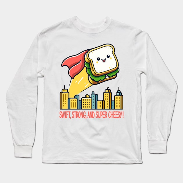 Caped Crusader Sandwich - Grilled Cheese Long Sleeve T-Shirt by maknatess